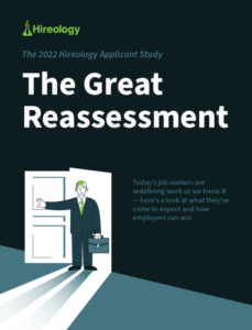 Cover of Hireology's applicant research report, The Great Reassessment